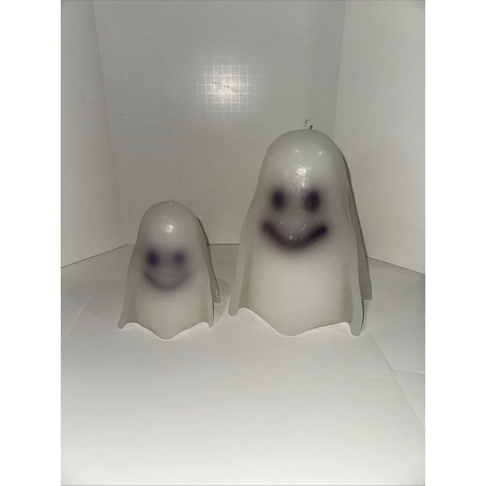 Pottery Barn Halloween Large And Small Heavy Ghost Shaped Candles